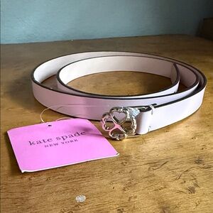 kate spade Pale Pink Leather Clover Buckle Slim Belt